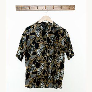 Vintage Silk shirts Short Sleeve Patterned - M
